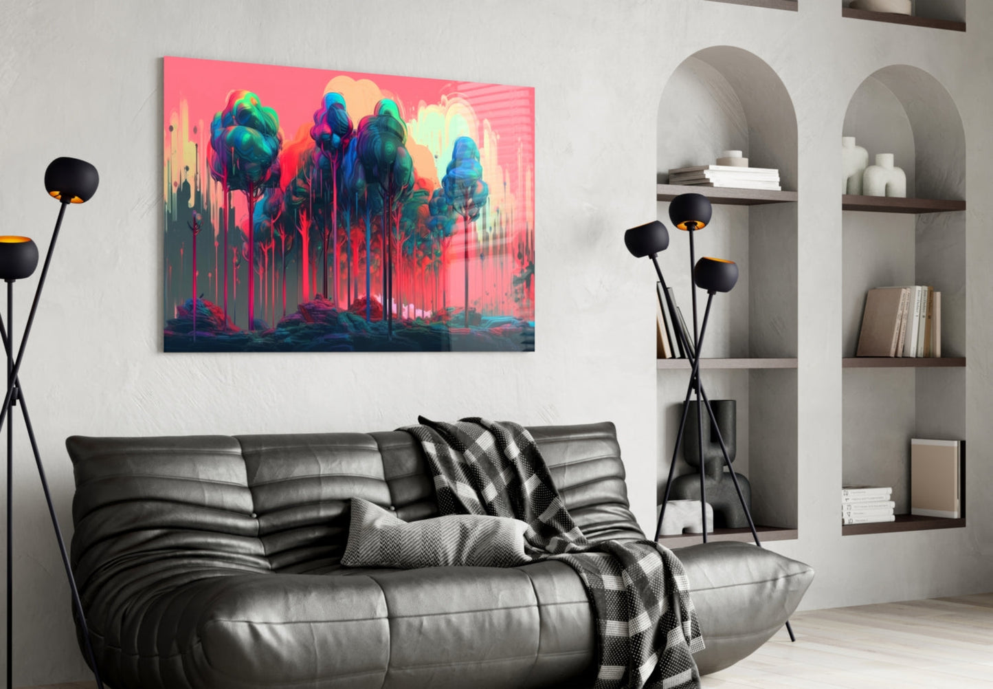 Pink Treetops Glass Wall Art