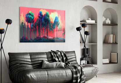 Pink Treetops Glass Wall Art