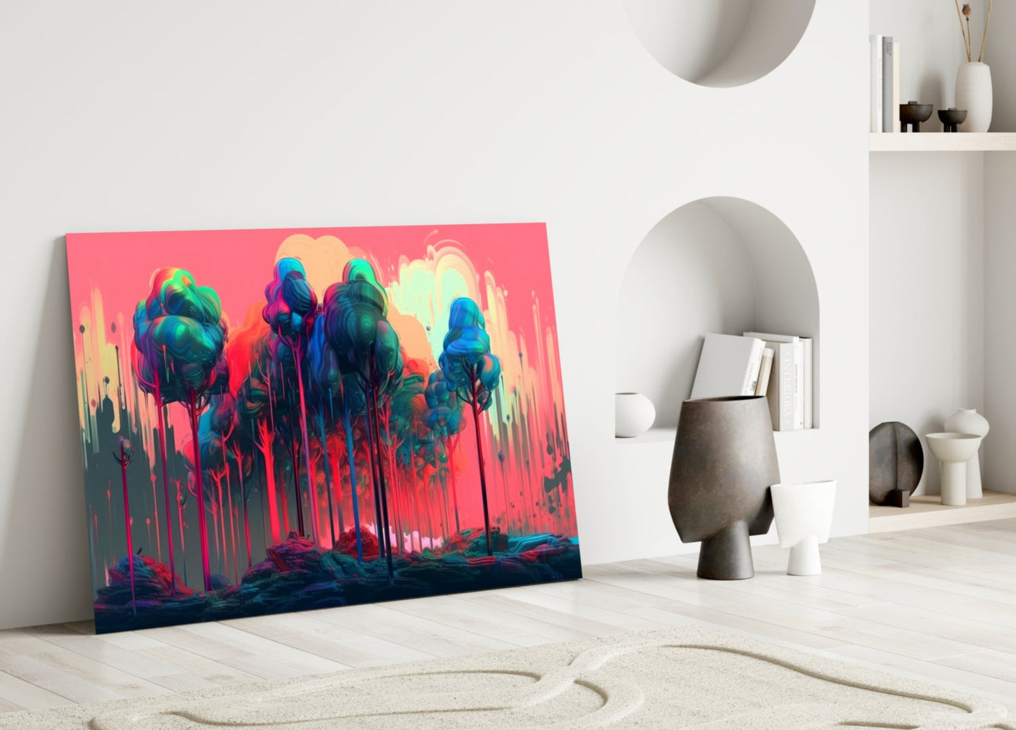 Pink Treetops Glass Wall Art