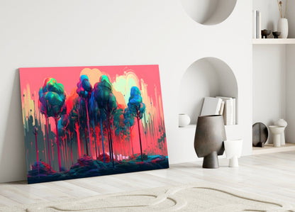 Pink Treetops Glass Wall Art
