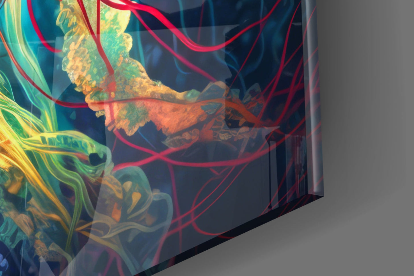 Neon Jellyfish Glass Wall Art