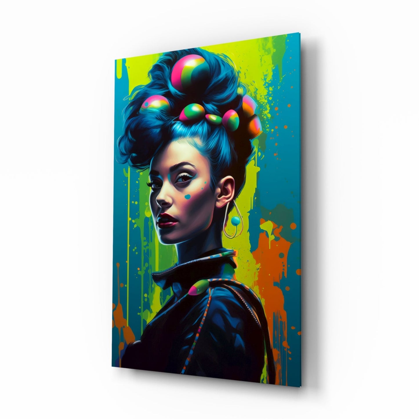 Hair Style pop-art glass wall art