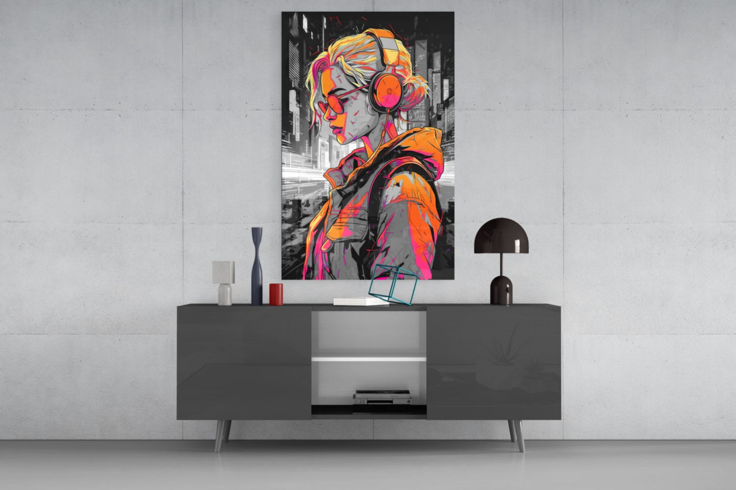 Music Girl Glass Wall Art