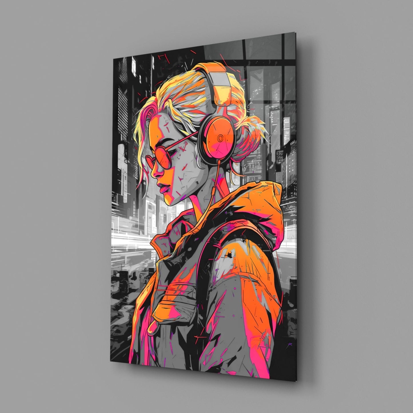 Music Girl Glass Wall Art