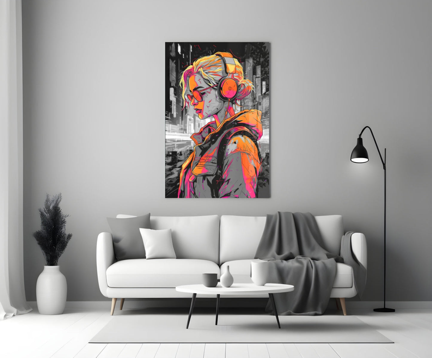 Music Girl Glass Wall Art
