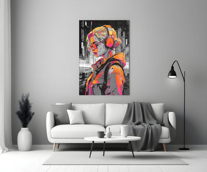 Music Girl Glass Wall Art