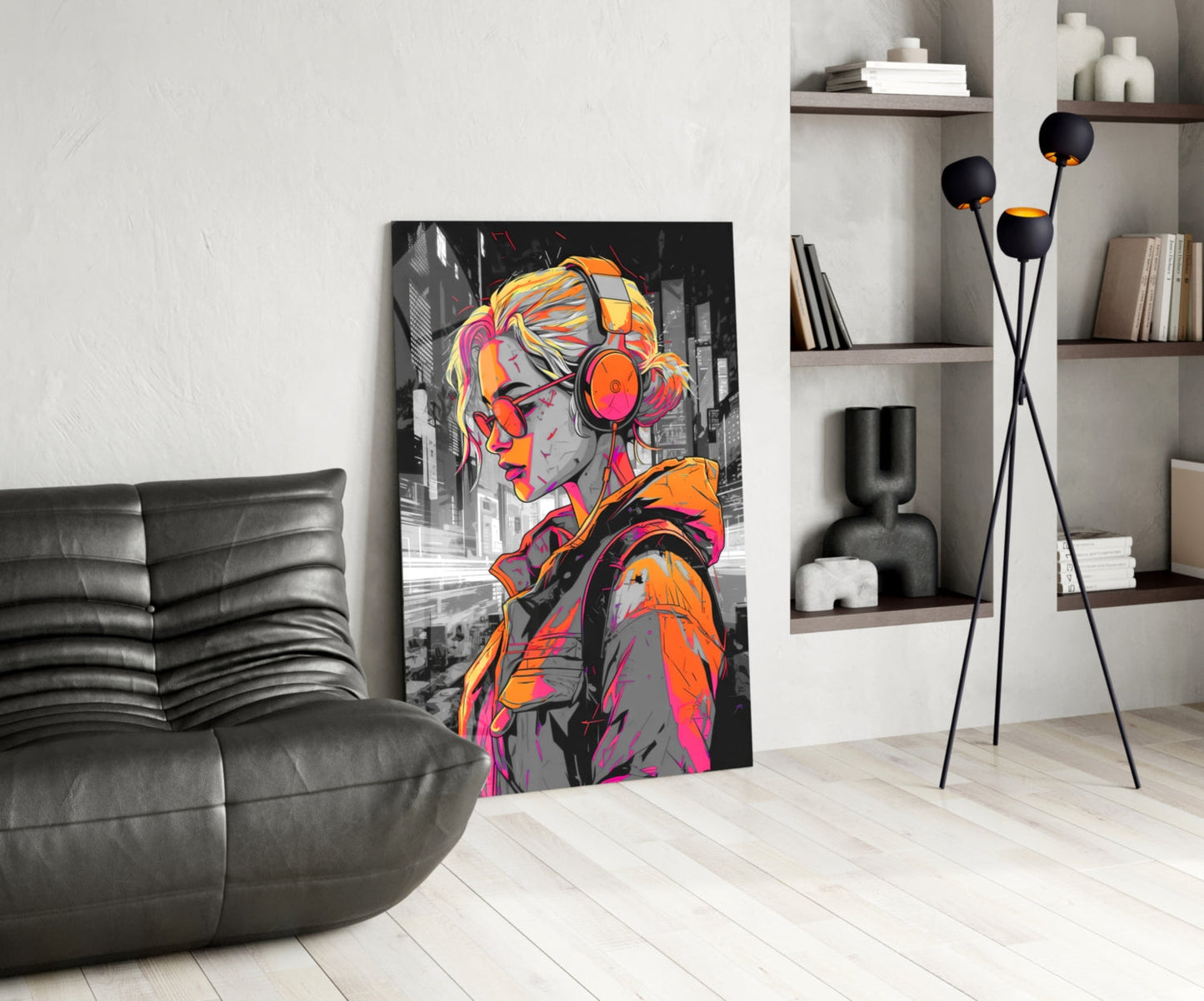 Music Girl Glass Wall Art