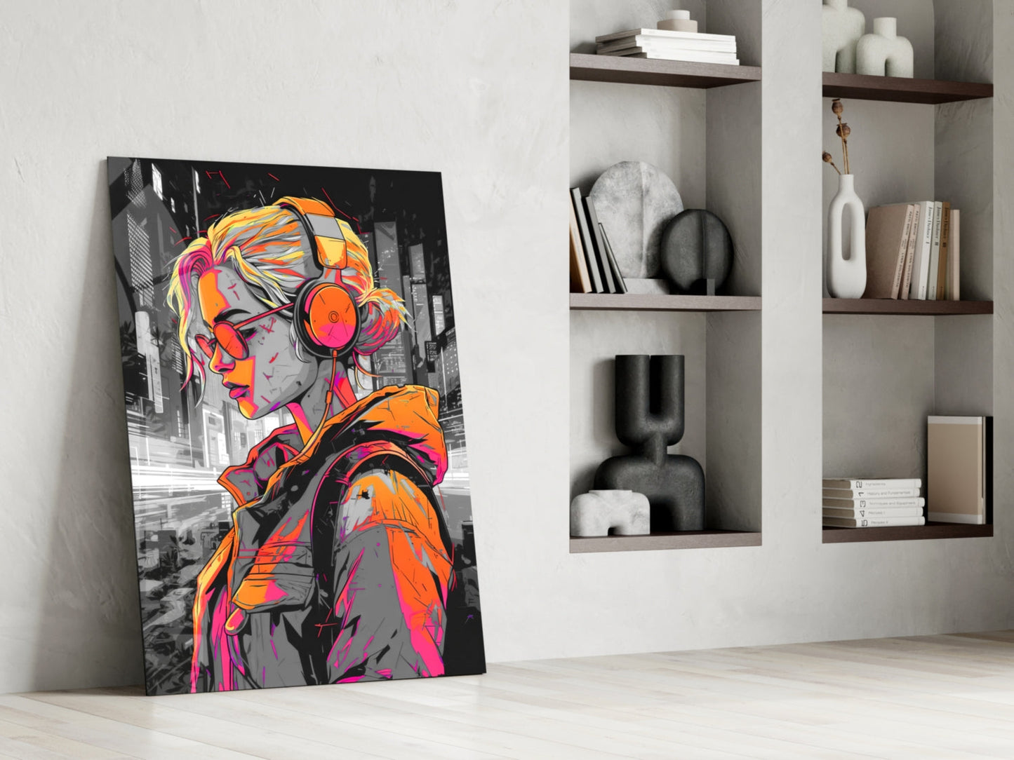 Music Girl Glass Wall Art