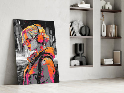 Music Girl Glass Wall Art