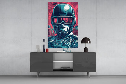 Sci-Fi Soldier Glass Wall Art