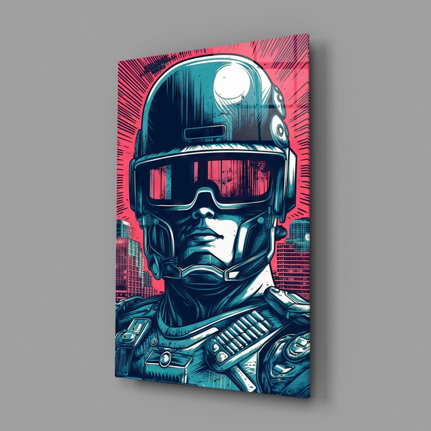 Sci-Fi Soldier Glass Wall Art