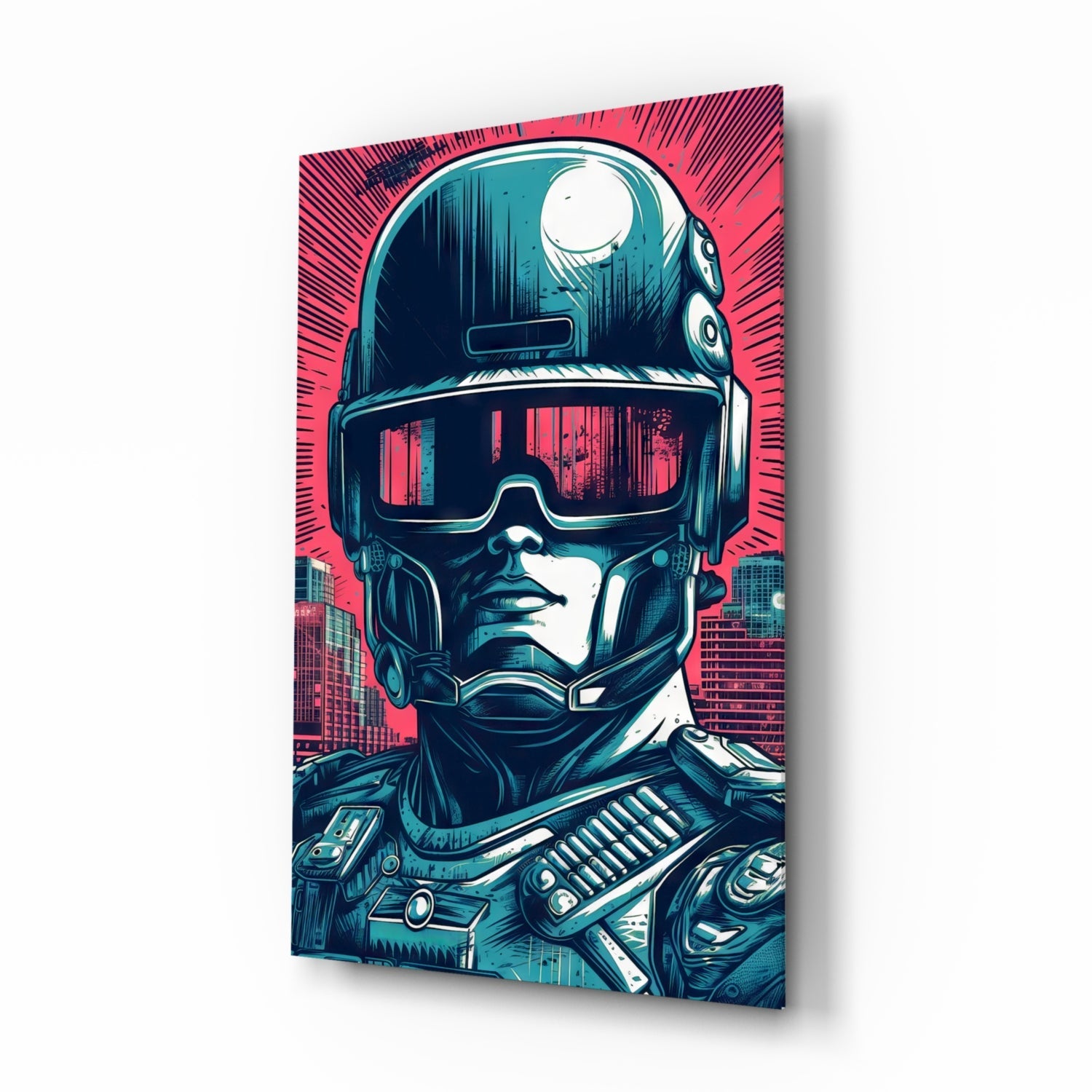 Sci-Fi Soldier Glass Wall Art tactical helmet