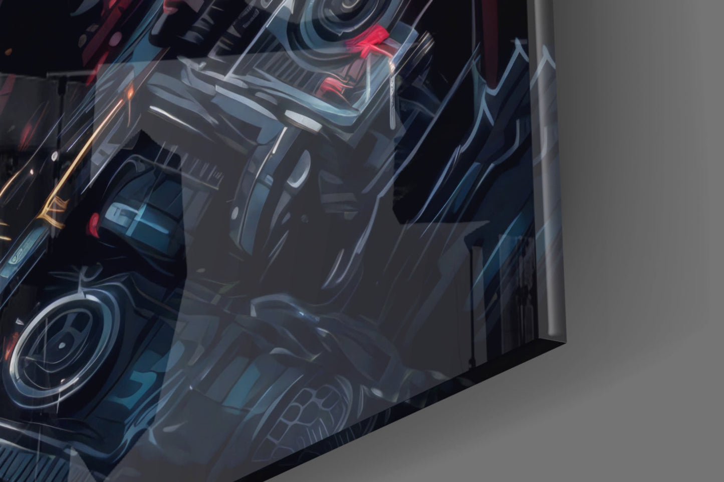 Cyborg Mechanic Face Glass Wall Art