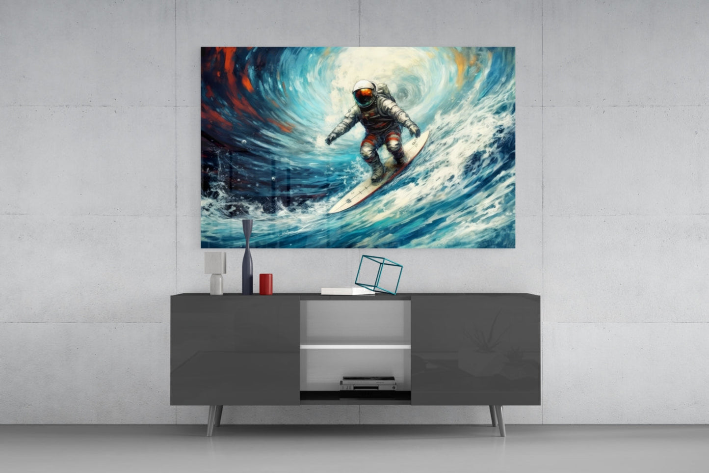 Cosmic Surfer Glass Wall Art