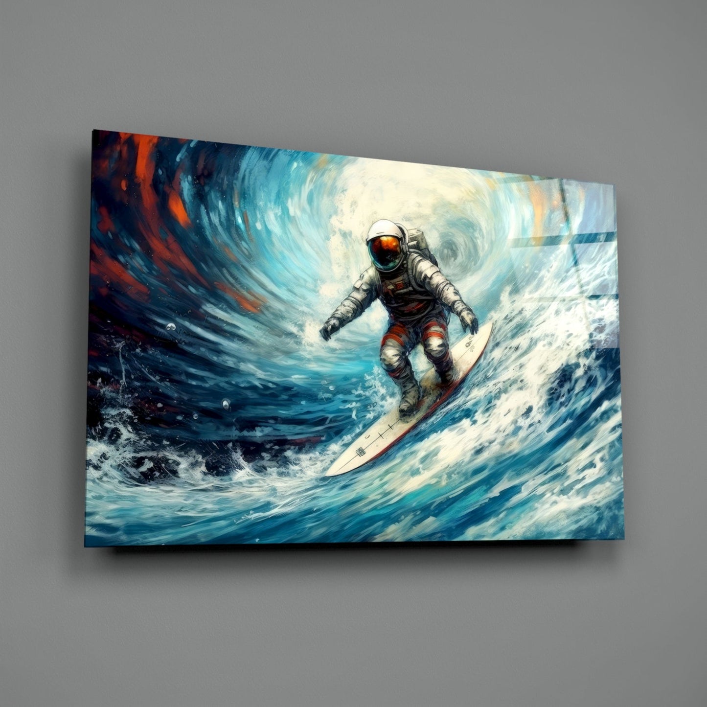 Cosmic Surfer Glass Wall Art