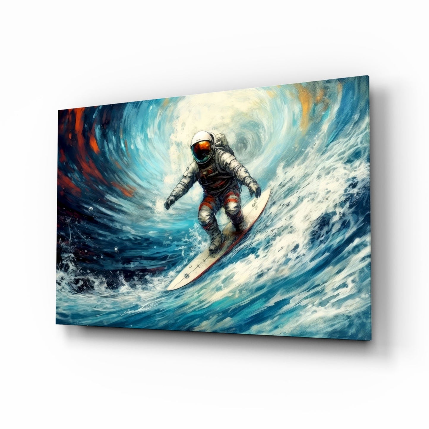 Cosmic Surfer Glass Wall Art