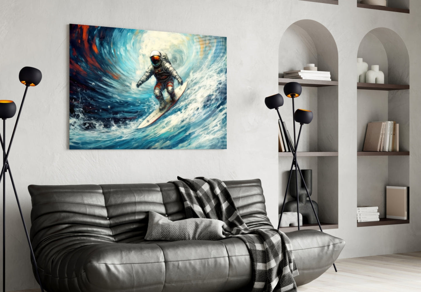 Cosmic Surfer Glass Wall Art