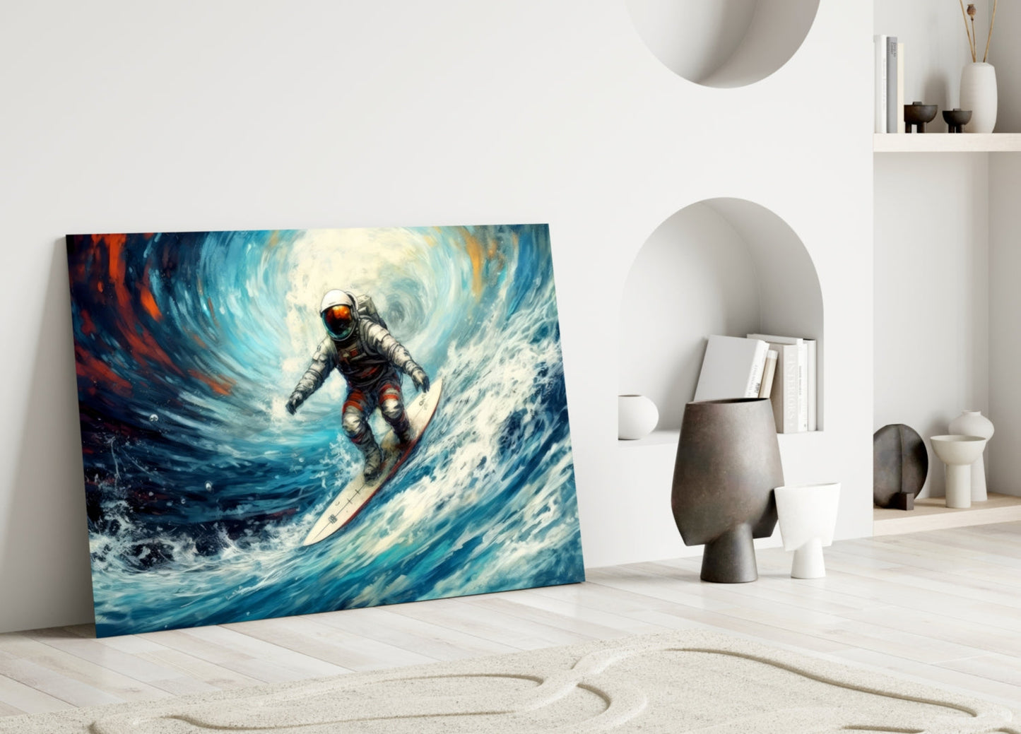 Cosmic Surfer Glass Wall Art