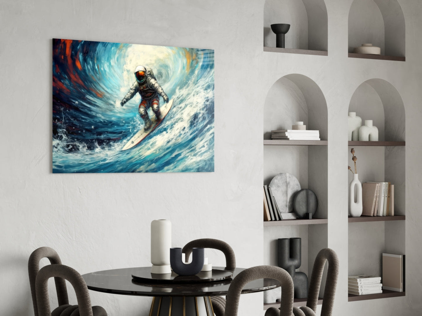 Cosmic Surfer Glass Wall Art