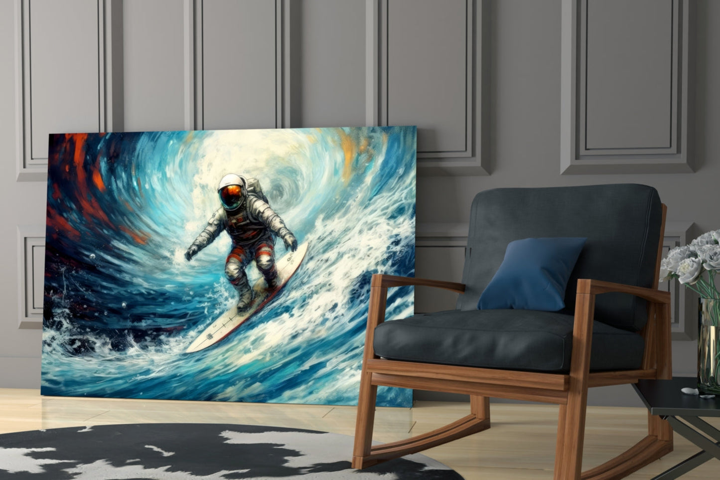 Cosmic Surfer Glass Wall Art