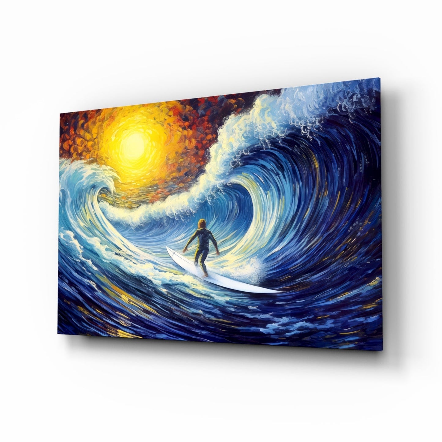 Surfer Wave Glass Wall Art