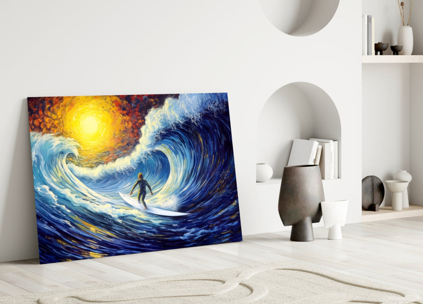 Surfer Wave Glass Wall Art