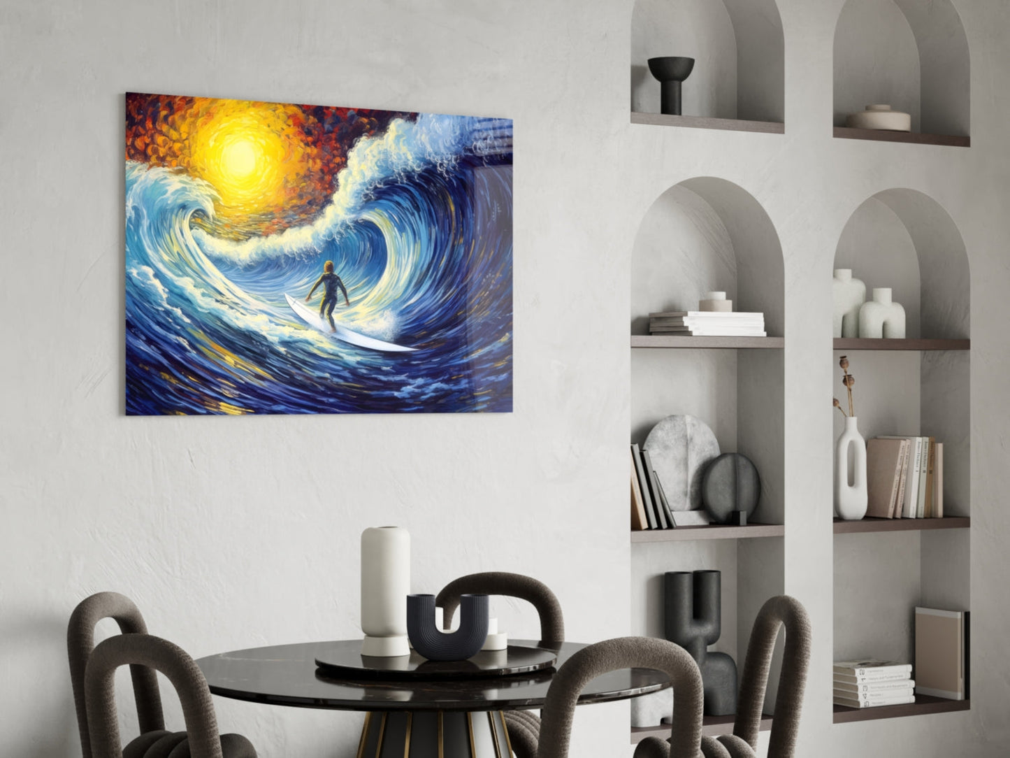 Surfer Wave Glass Wall Art