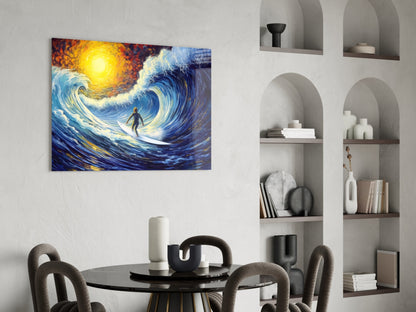 Surfer Wave Glass Wall Art