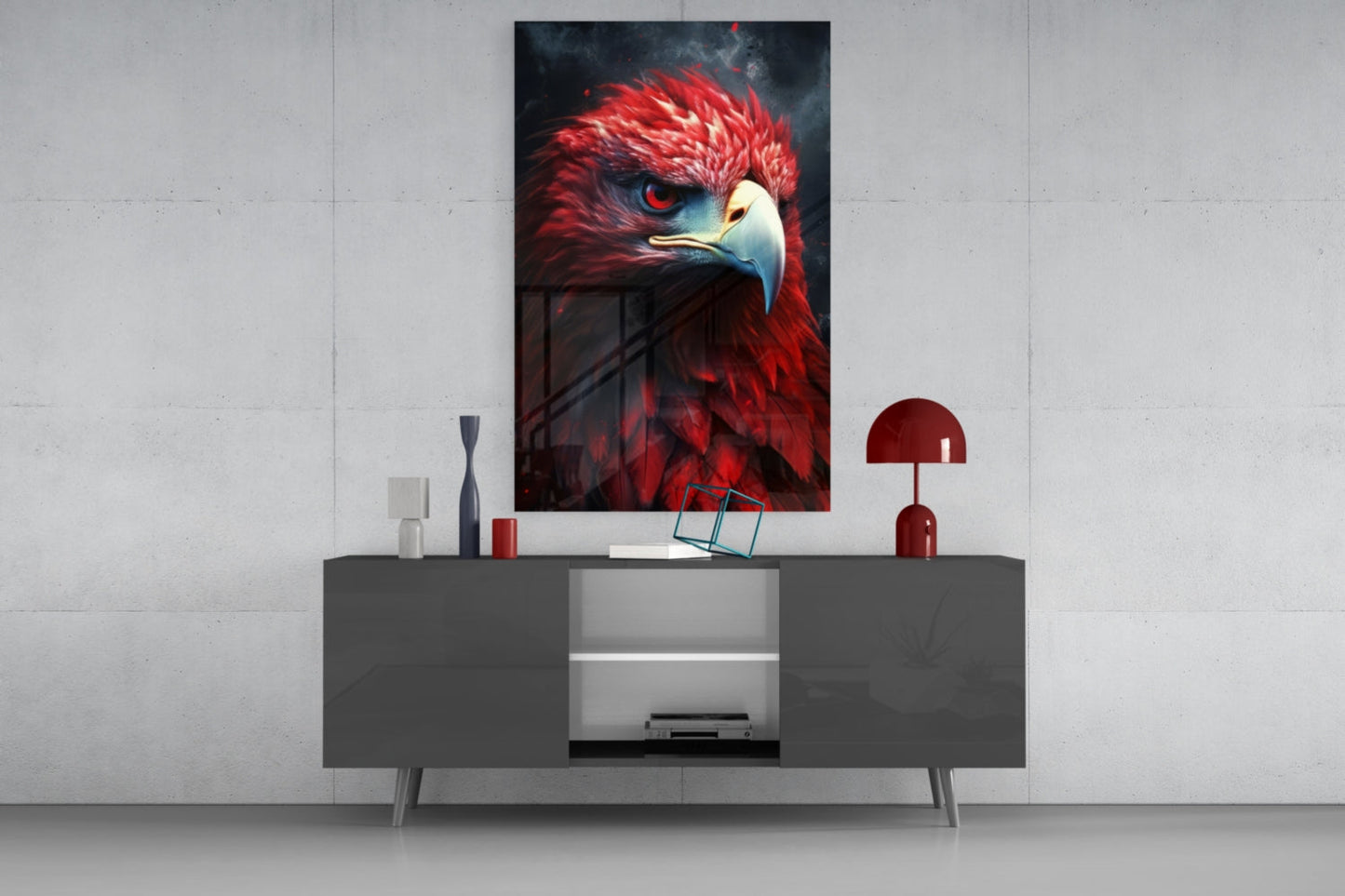 Red Eagle Glass Wall Art