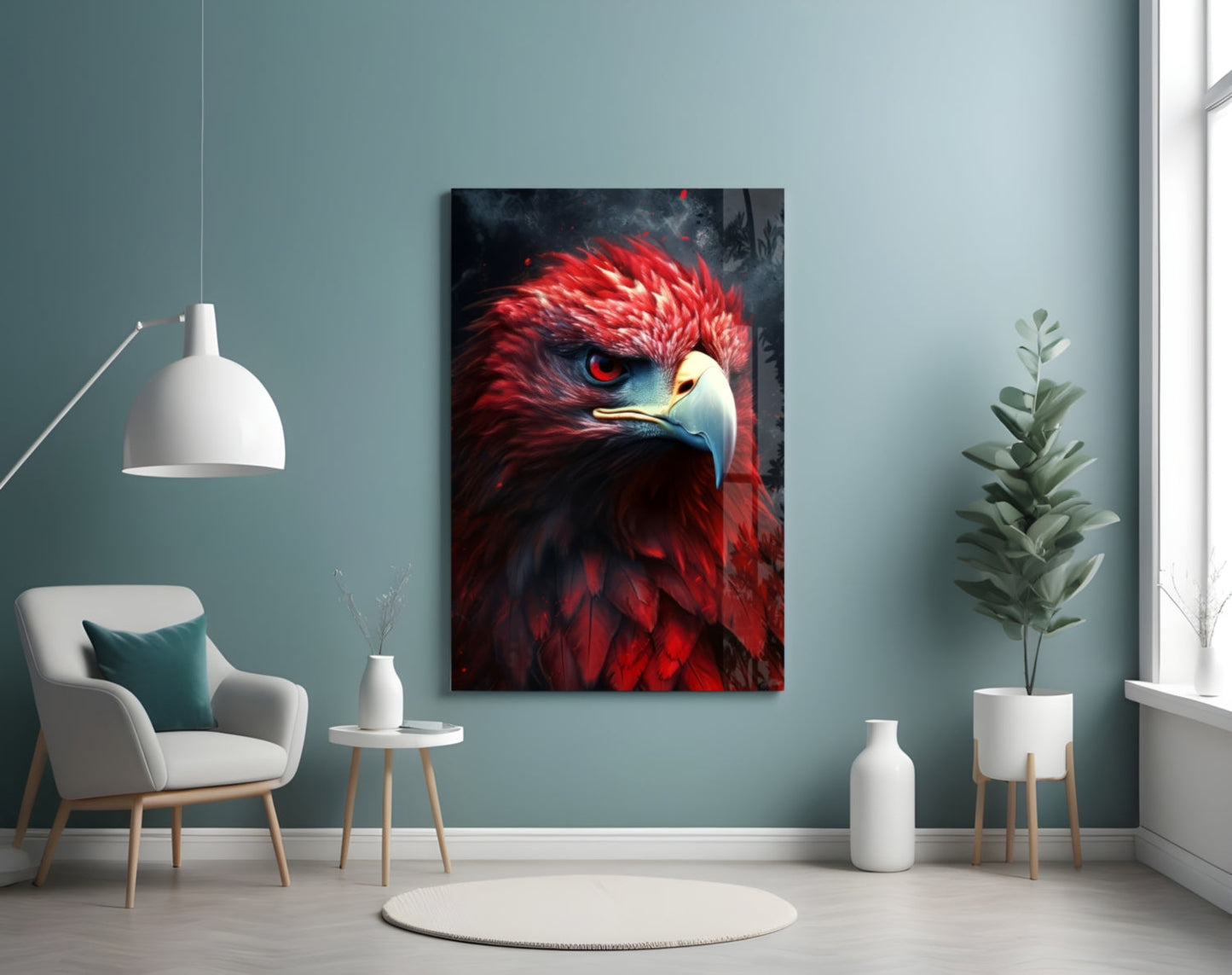 Red Eagle Glass Wall Art