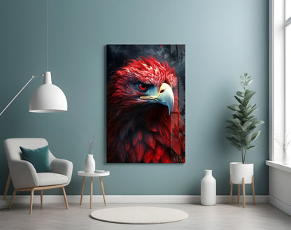 Red Eagle Glass Wall Art