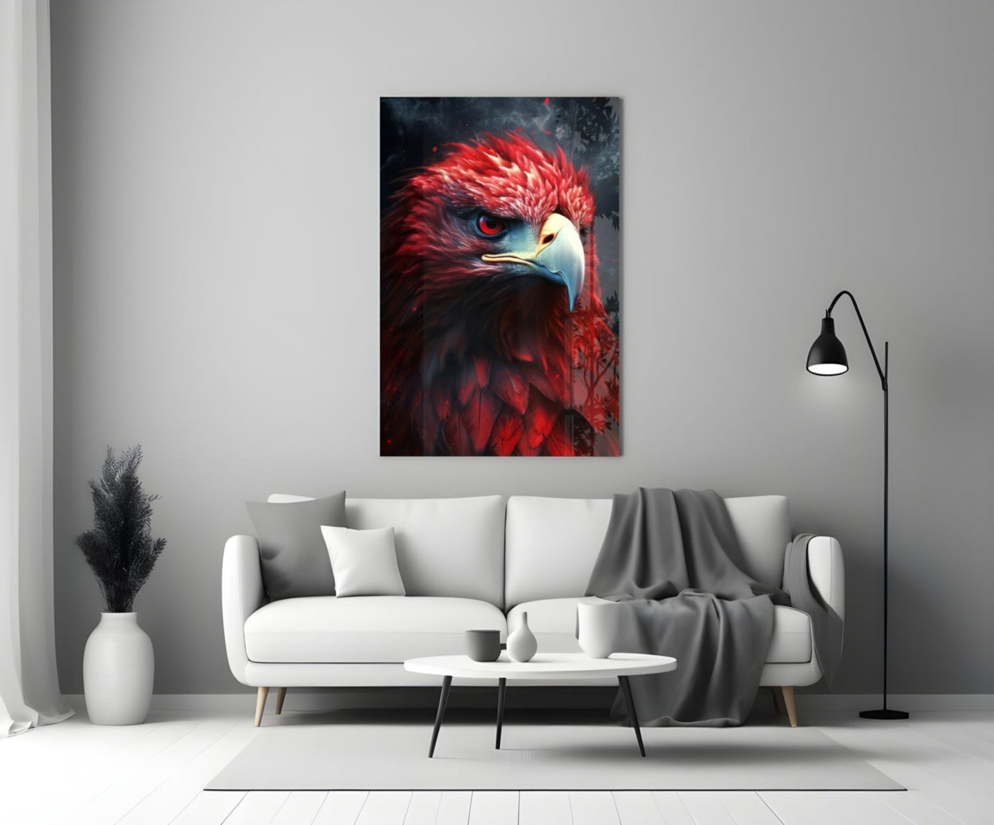 Red Eagle Glass Wall Art