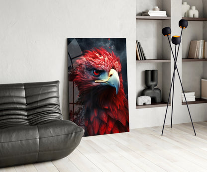 Red Eagle Glass Wall Art
