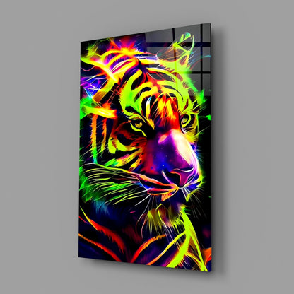 Neon Tiger Glass Wall Art