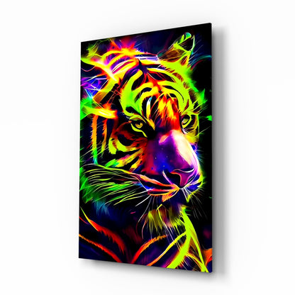 Neon Tiger Glass Wall Art