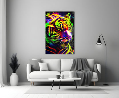 Neon Tiger Glass Wall Art