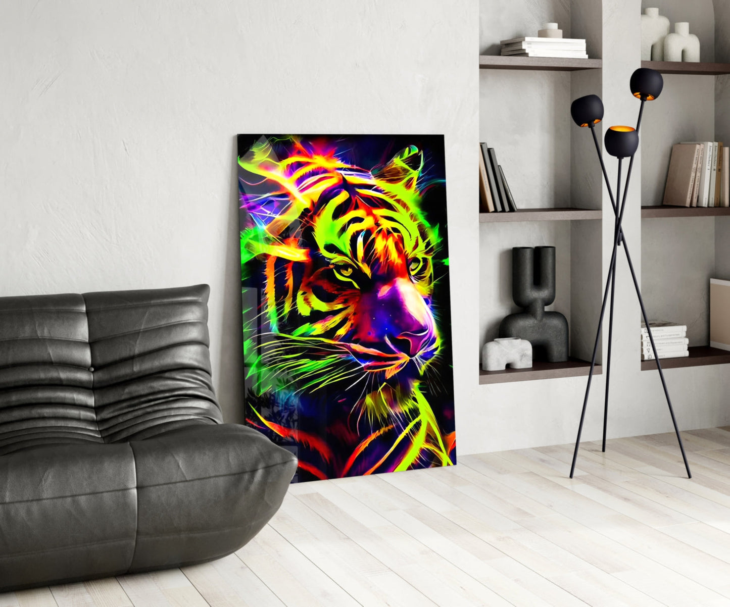 Neon Tiger Glass Wall Art