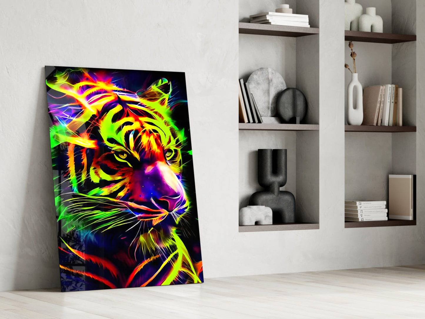 Neon Tiger Glass Wall Art