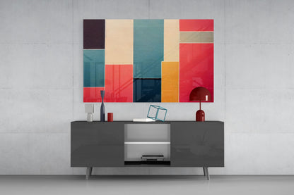 Color Block Rectangles Glass Wall Art