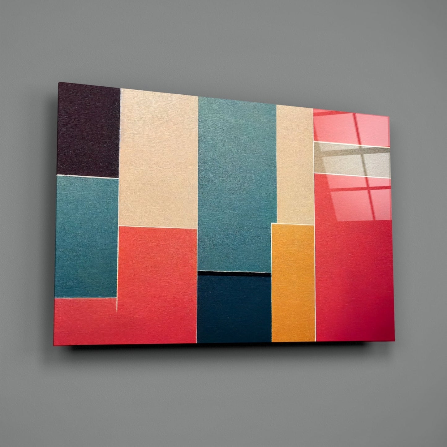 Color Block Rectangles Glass Wall Art