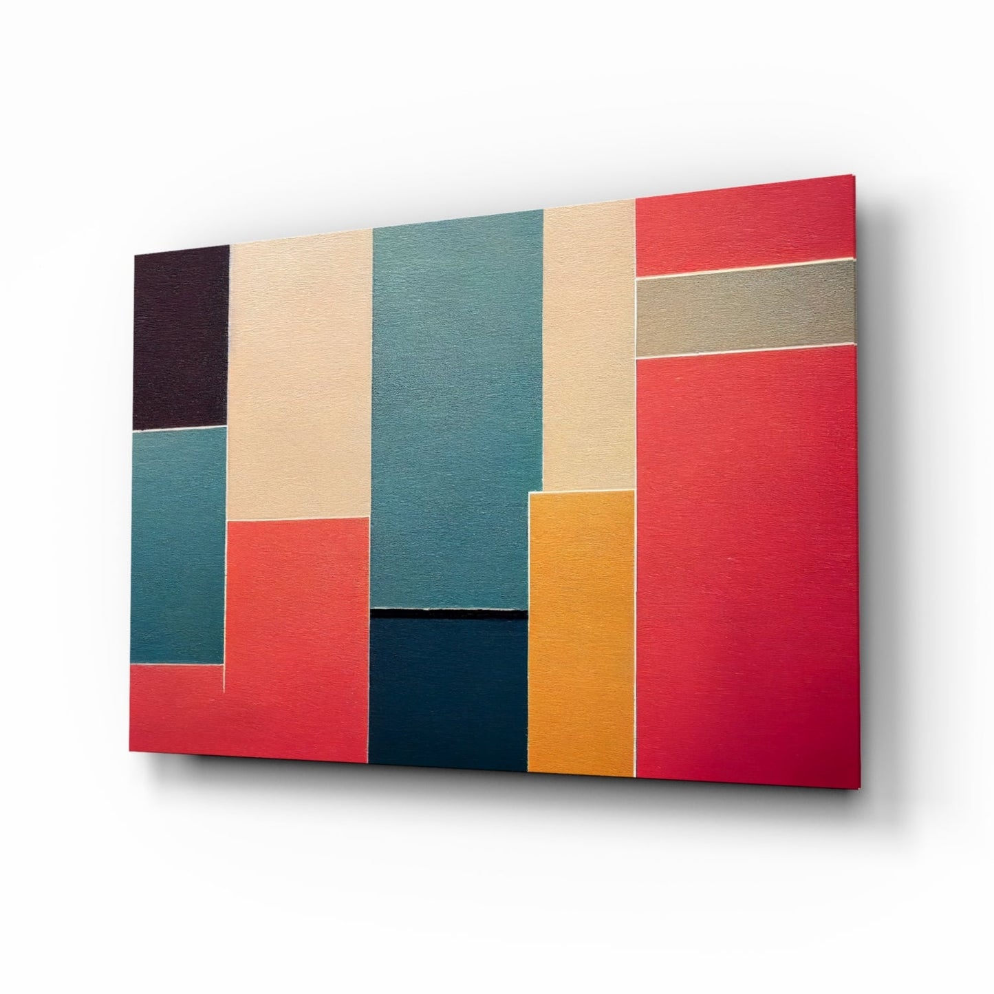 Color Block Rectangles Glass Wall Art