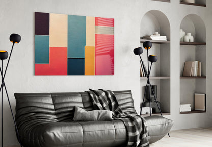 Color Block Rectangles Glass Wall Art