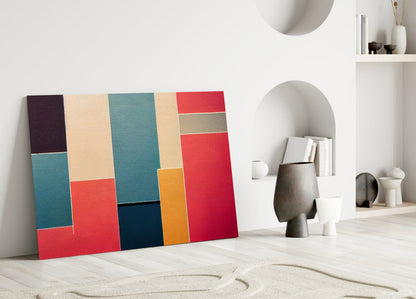 Color Block Rectangles Glass Wall Art