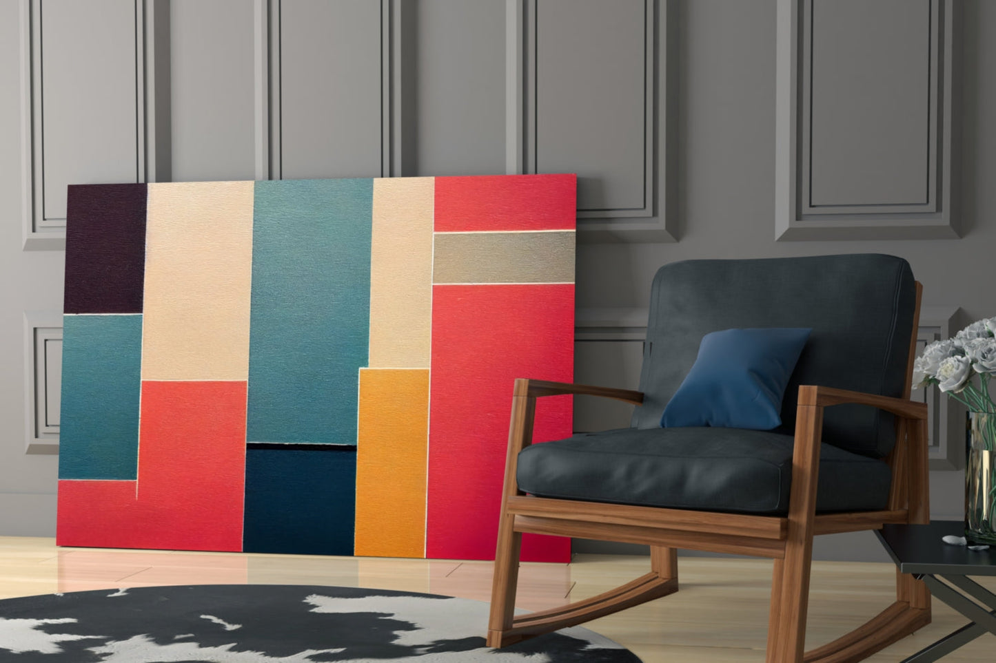 Color Block Rectangles Glass Wall Art