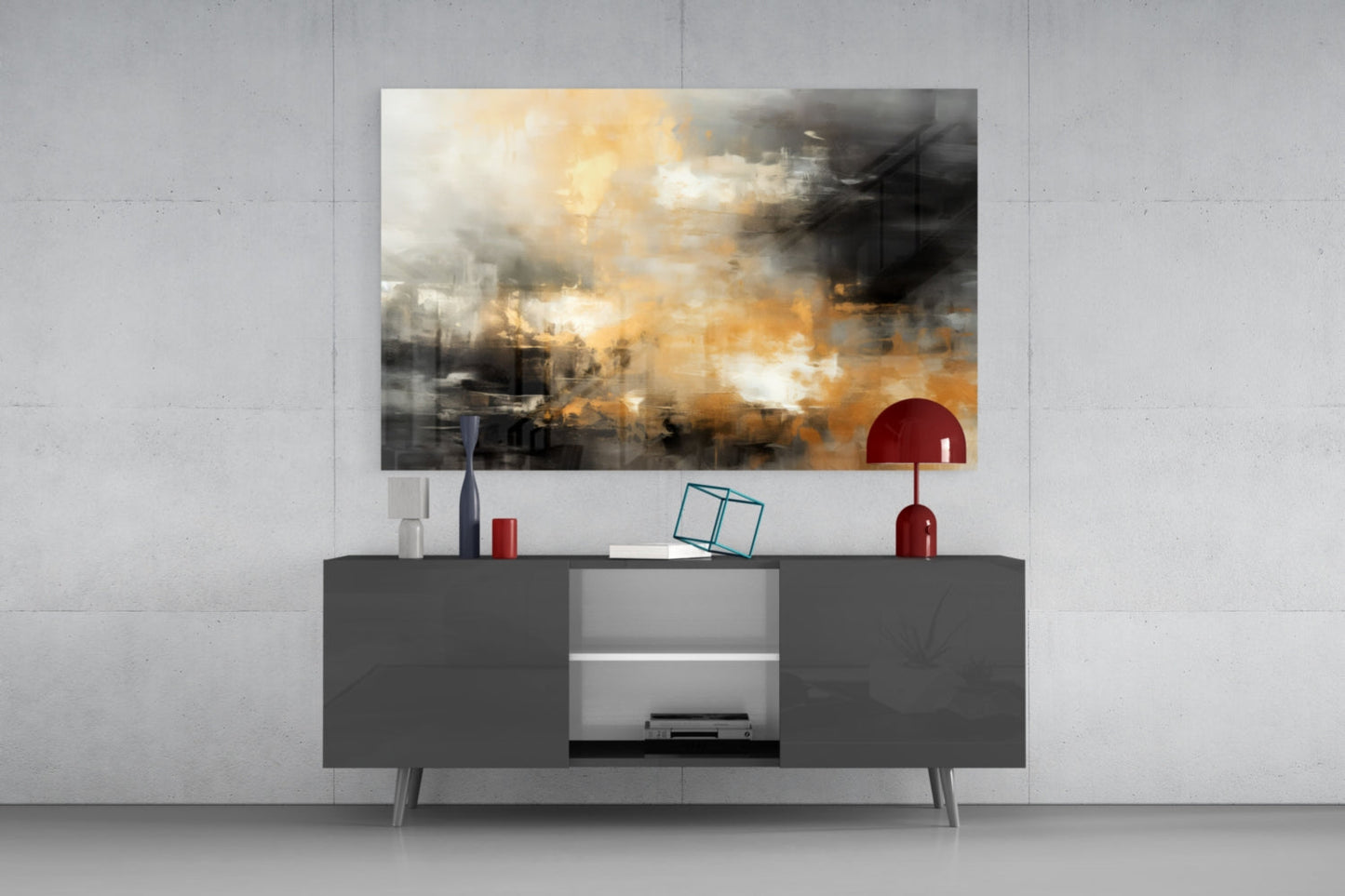 Amber Horizon Abstract Glass Wall Art