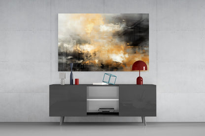 Amber Horizon Abstract Glass Wall Art