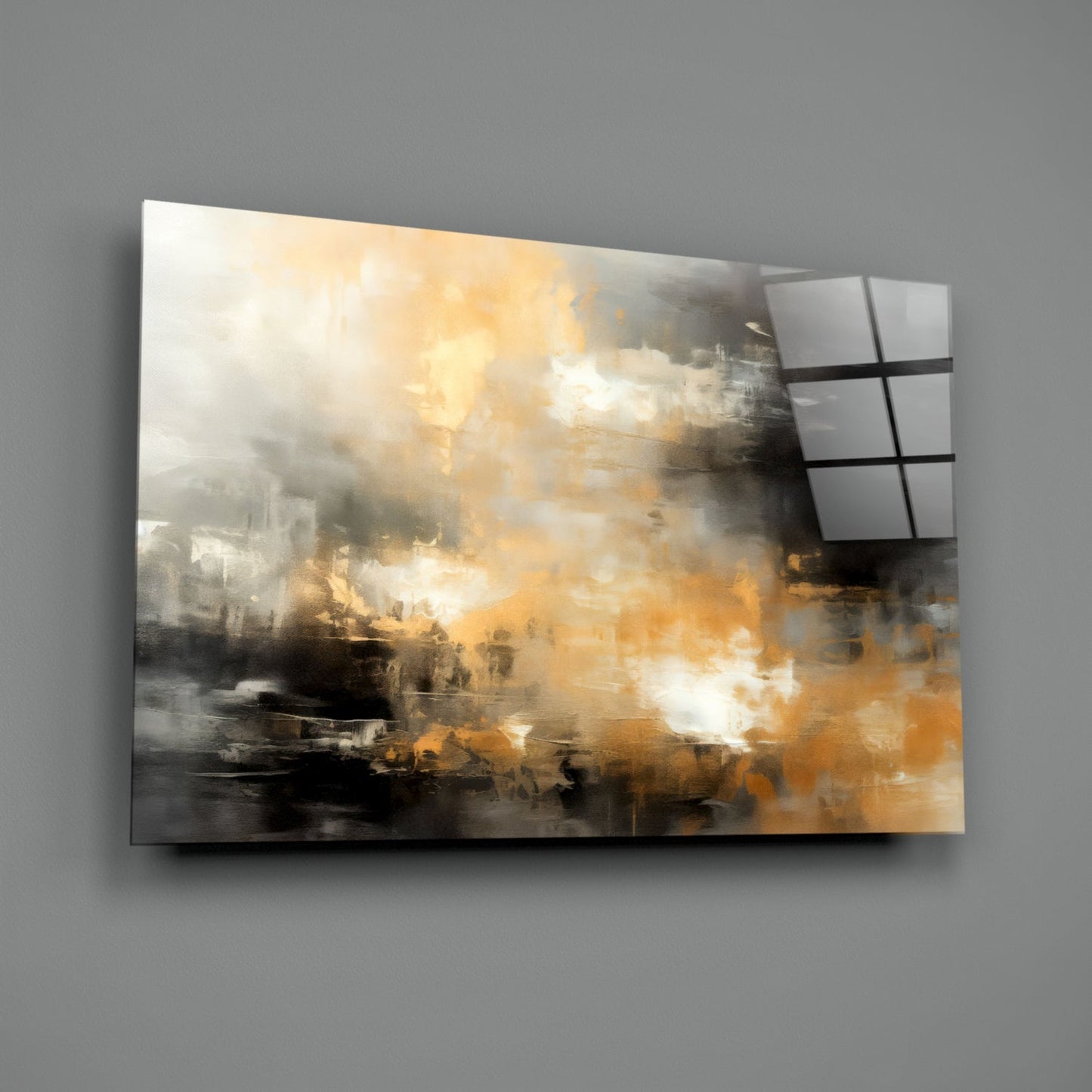 Amber Horizon Abstract Glass Wall Art