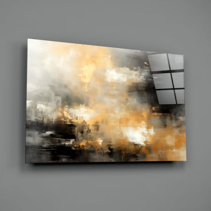 Amber Horizon Abstract Glass Wall Art