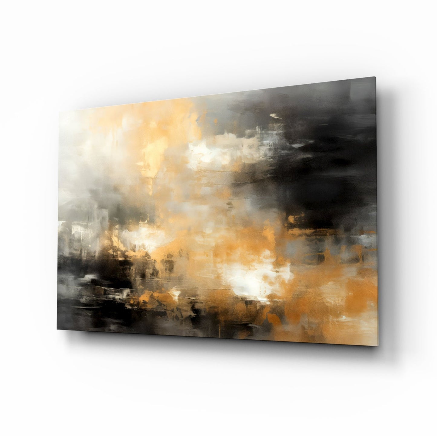 Amber Horizon Abstract Glass Wall Art