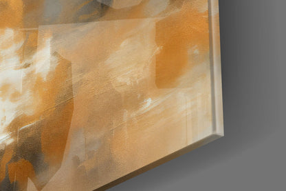 Amber Horizon Abstract Glass Wall Art
